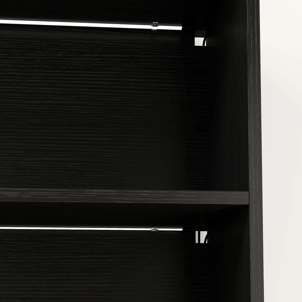 5-Tier Bookshelf With LED Lights, Cable Holes, Black Wood Grain Display Bookshelves at Gallery Canada