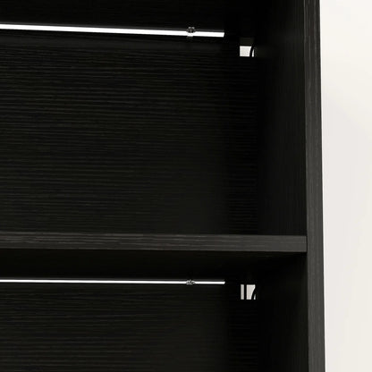 5-Tier Bookshelf With LED Lights, Cable Holes, Black Wood Grain Display Bookshelves at Gallery Canada