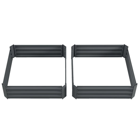 Raised Garden Bed Set, Steel Elevated Planter Box, 39"x39"x12", Dark Grey