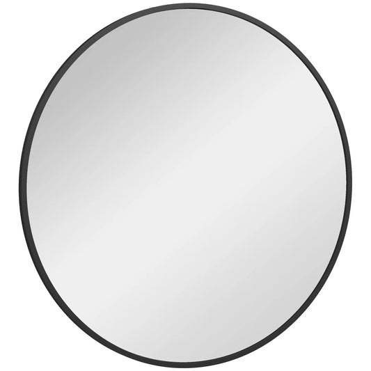 36" Round Mirror, Bathroom Wall Mirror, Metal Frame, Black Wall Mirrors Black at Gallery Canada