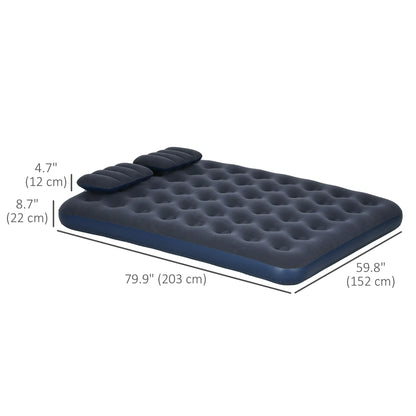 Queen Size Air Mattress, Camping Bed with Pillows, Hand Pump, Blue Camping Cots at Gallery Canada