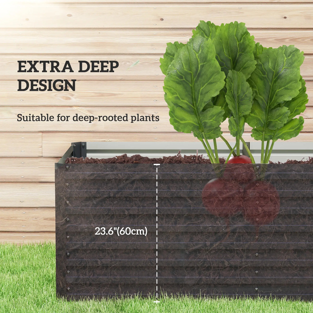 5' x 3' x 2' Raised Garden Bed, Galvanized Planter Box, Dark Grey Raised Garden Beds at Gallery Canada