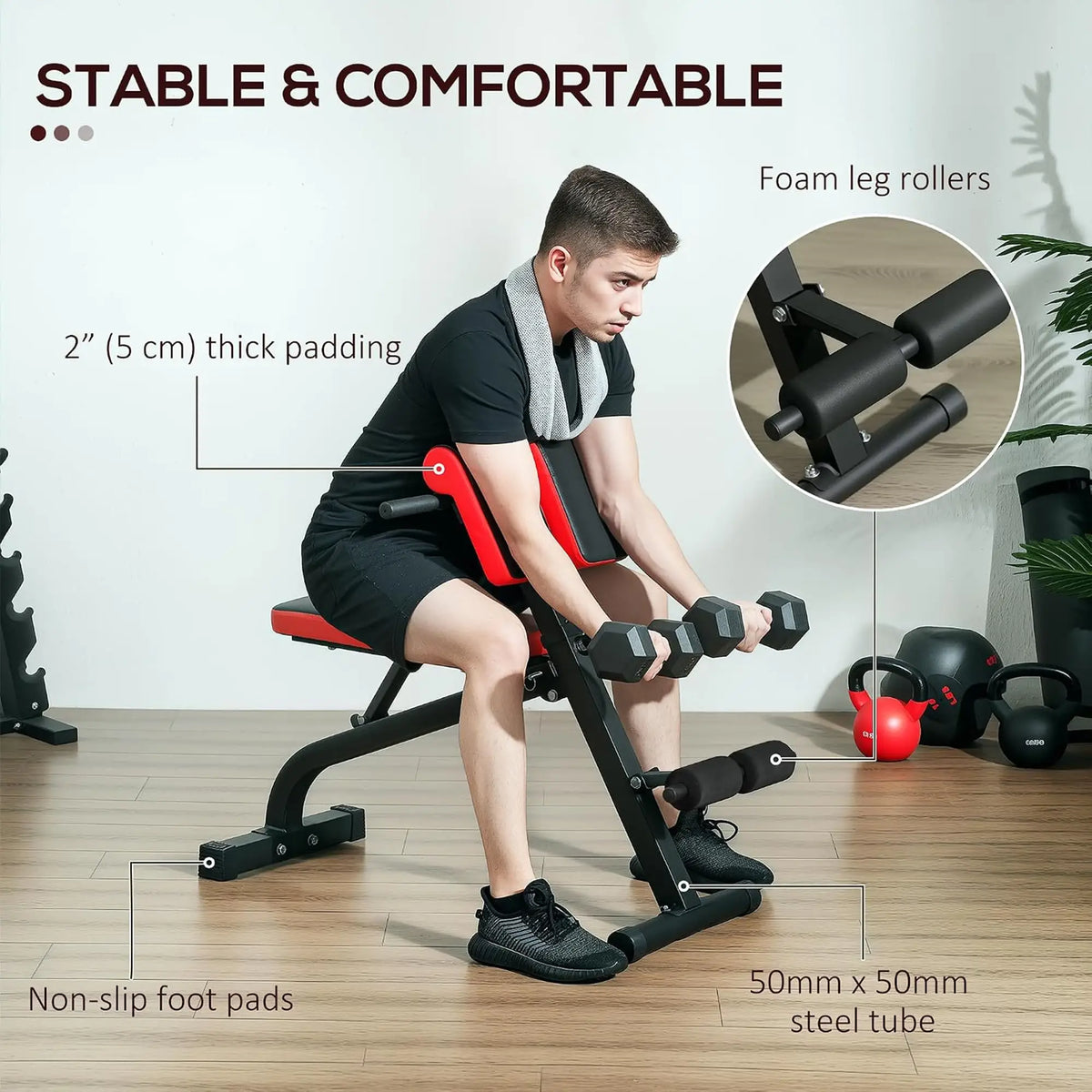 Foldable Roman Chair Hyperextension Bench, 660LBS, Black Weight Benches at Gallery Canada
