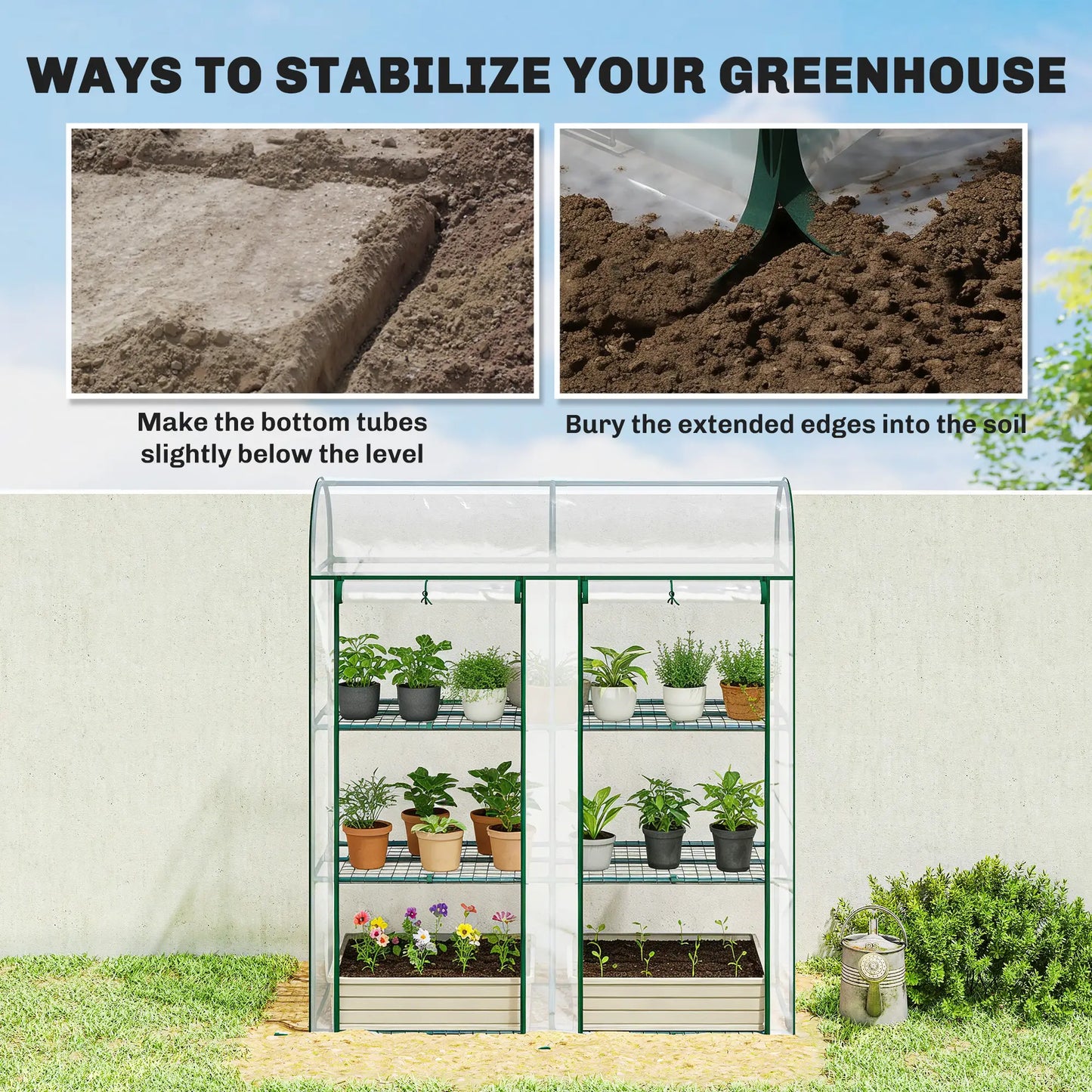 3 Tier Mini Greenhouse, 56.3" x 18.1" x 64.6", Clear Portable Greenhouses at Gallery Canada
