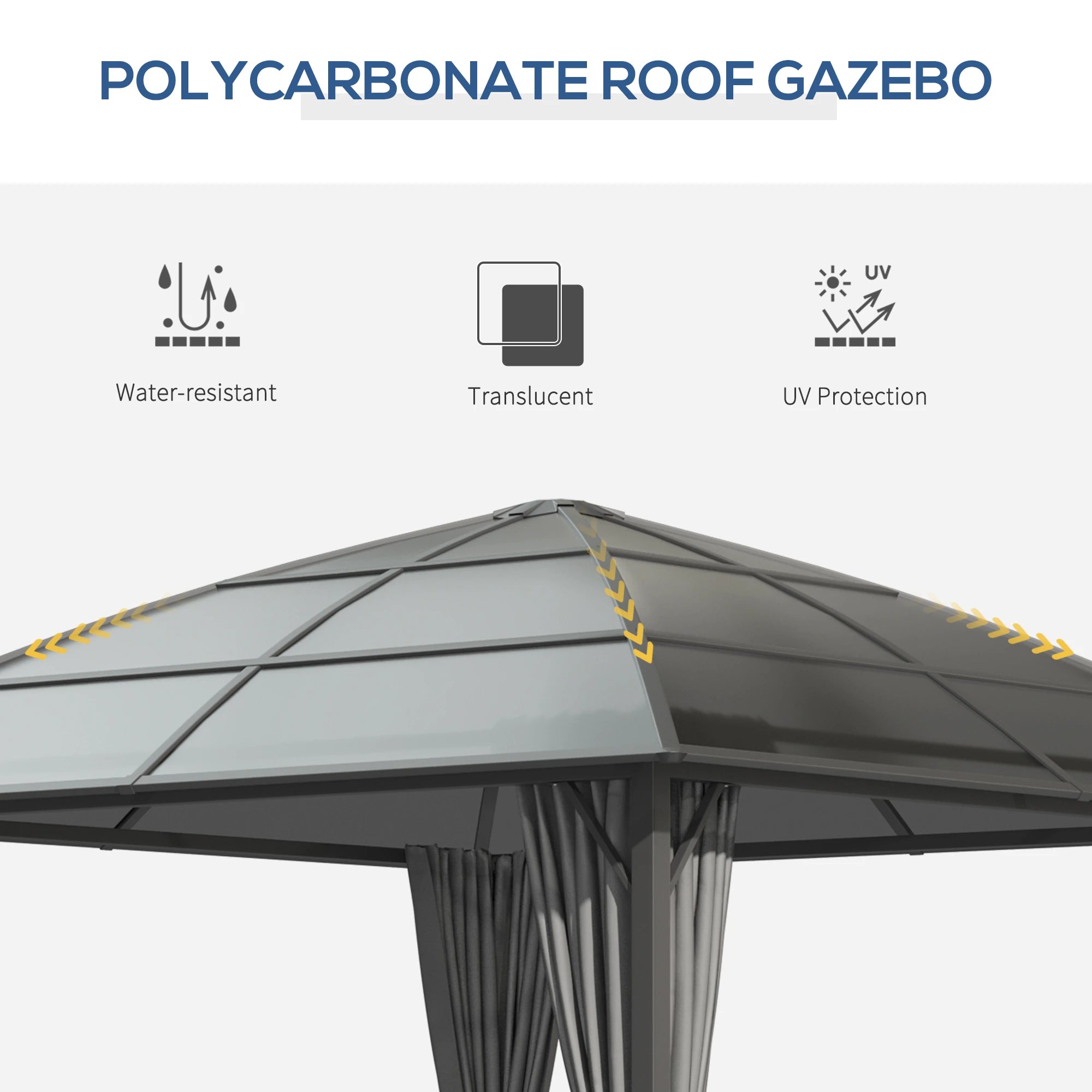 10' X 10' Hardtop Gazebo Canopy, Dark Grey Gazebos at Gallery Canada