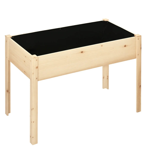 46'' x 24'' Raised Garden Bed, Wooden Elevated Planter Box, Non-Woven Liner
