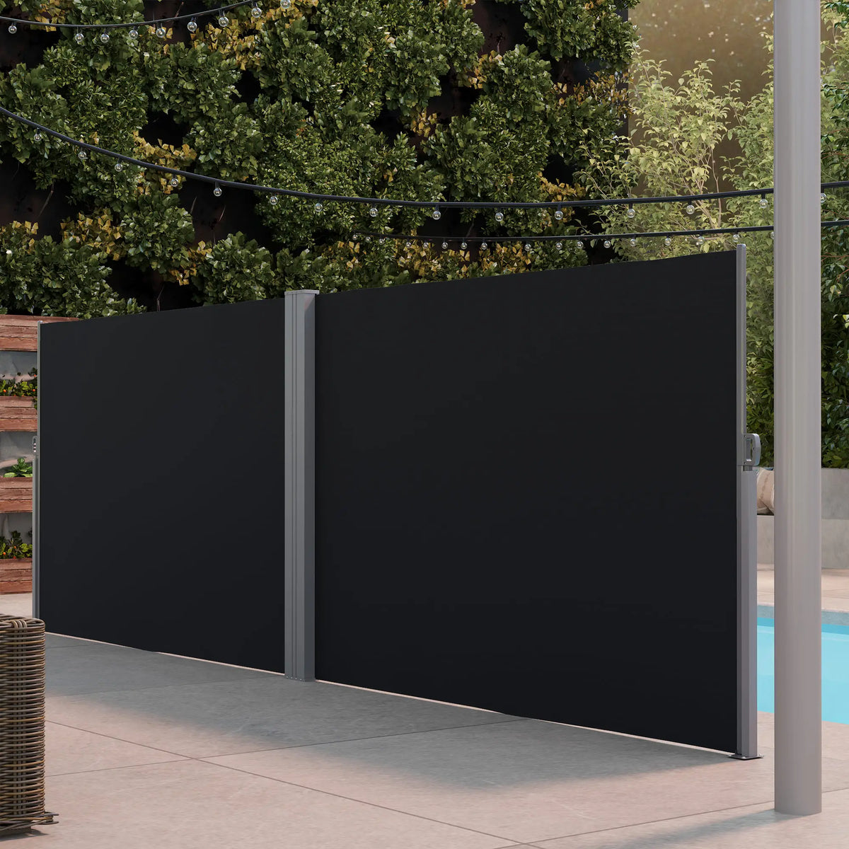 Retractable Double Side Awning, 79"x236", UV Resistant, Waterproof, Black Retractable Side Awning at Gallery Canada