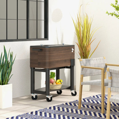 60qt Patio Cooler, Portable Outdoor Cooler with Wheels, Brown Cooler Boxes at Gallery Canada