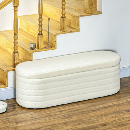Teddy Fleece Upholstered Bed Bench, 116 cm, Cream White, Cream White Storage Ottomans & Benches at Gallery Canada