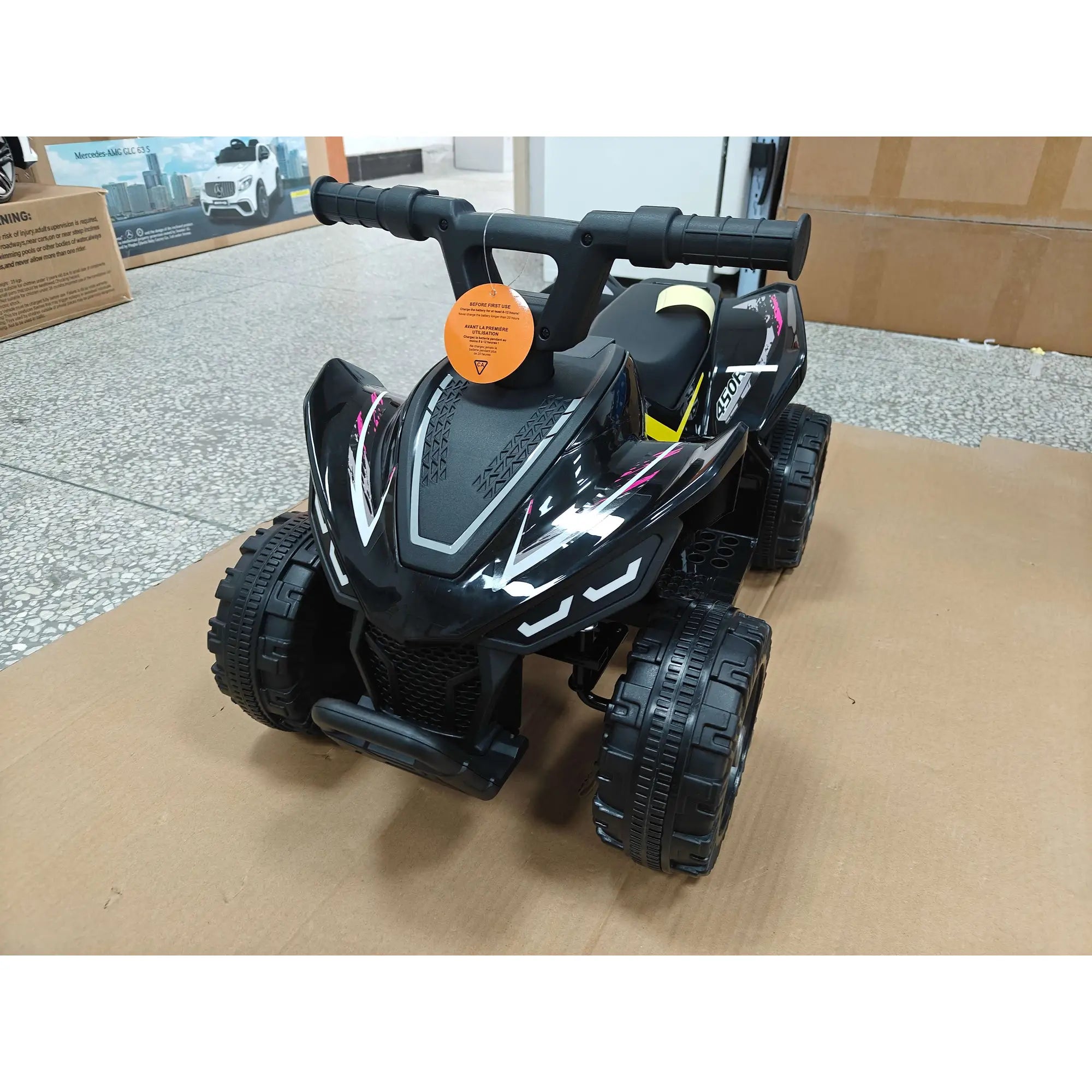 6V Kids ATV, 4 Wheels Quad, Button Control, 45Mins, Black Electric Toy Cars at Gallery Canada