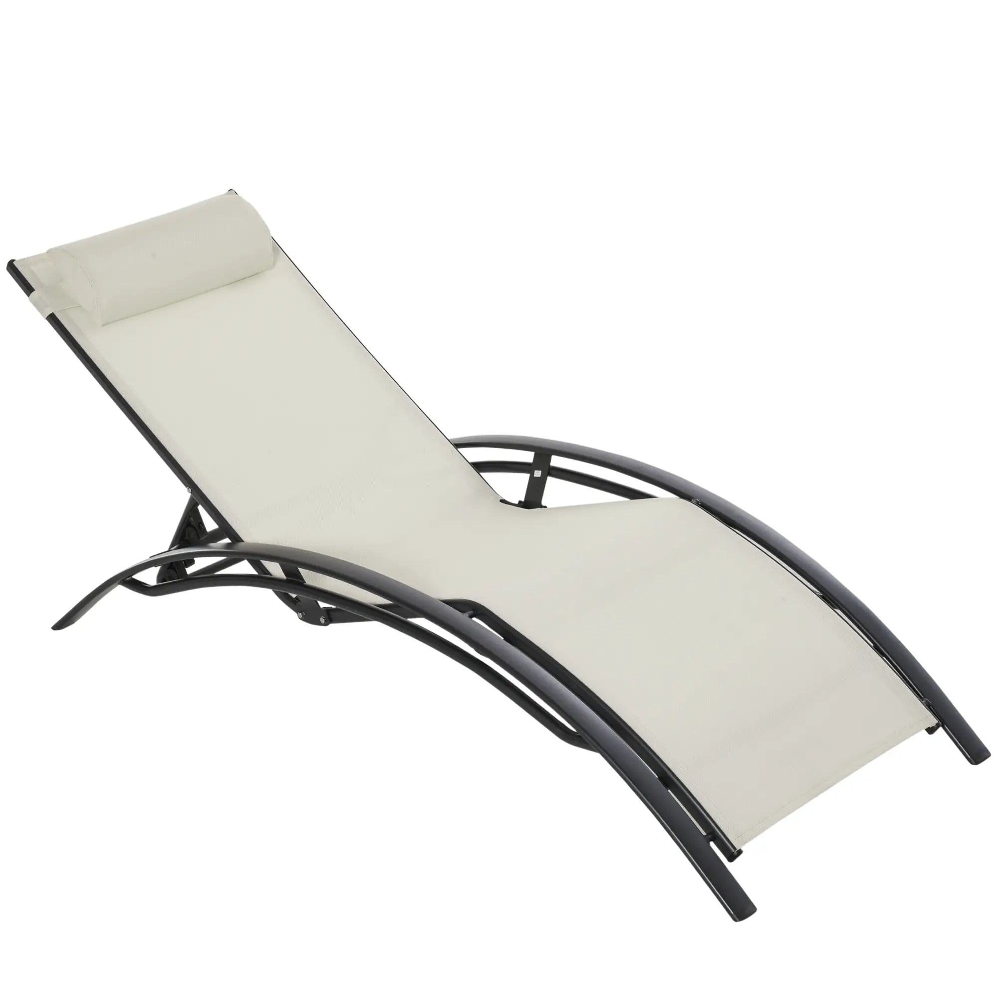 Aluminum Reclining Lounge Chair, 5-Level Adjustable Backrest, Beige Lounger Chairs at Gallery Canada