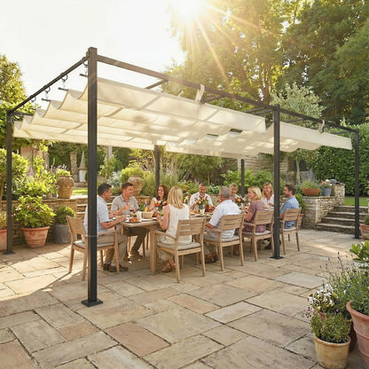 19' x 10' Pergola, Retractable Canopy, UV50+, Cream Pergolas at Gallery Canada