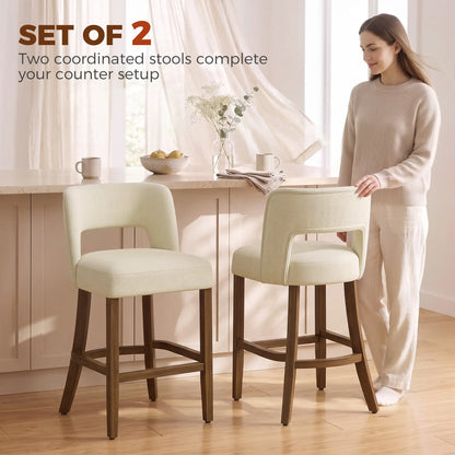 Bar Stools Set of 2, 26" Counter Height, Beige Bar Stools at Gallery Canada