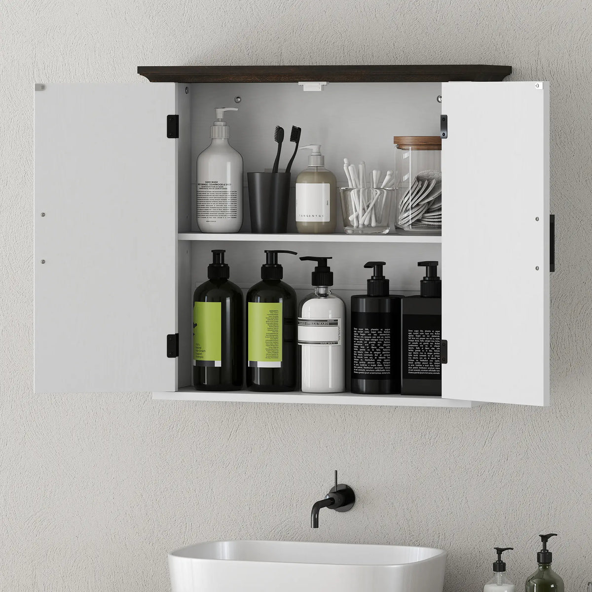 Farmhouse Medicine Cabinet, Wall Mounted, 2 Doors, Adjustable Shelf, White Wall Mounted Cabinets at Gallery Canada
