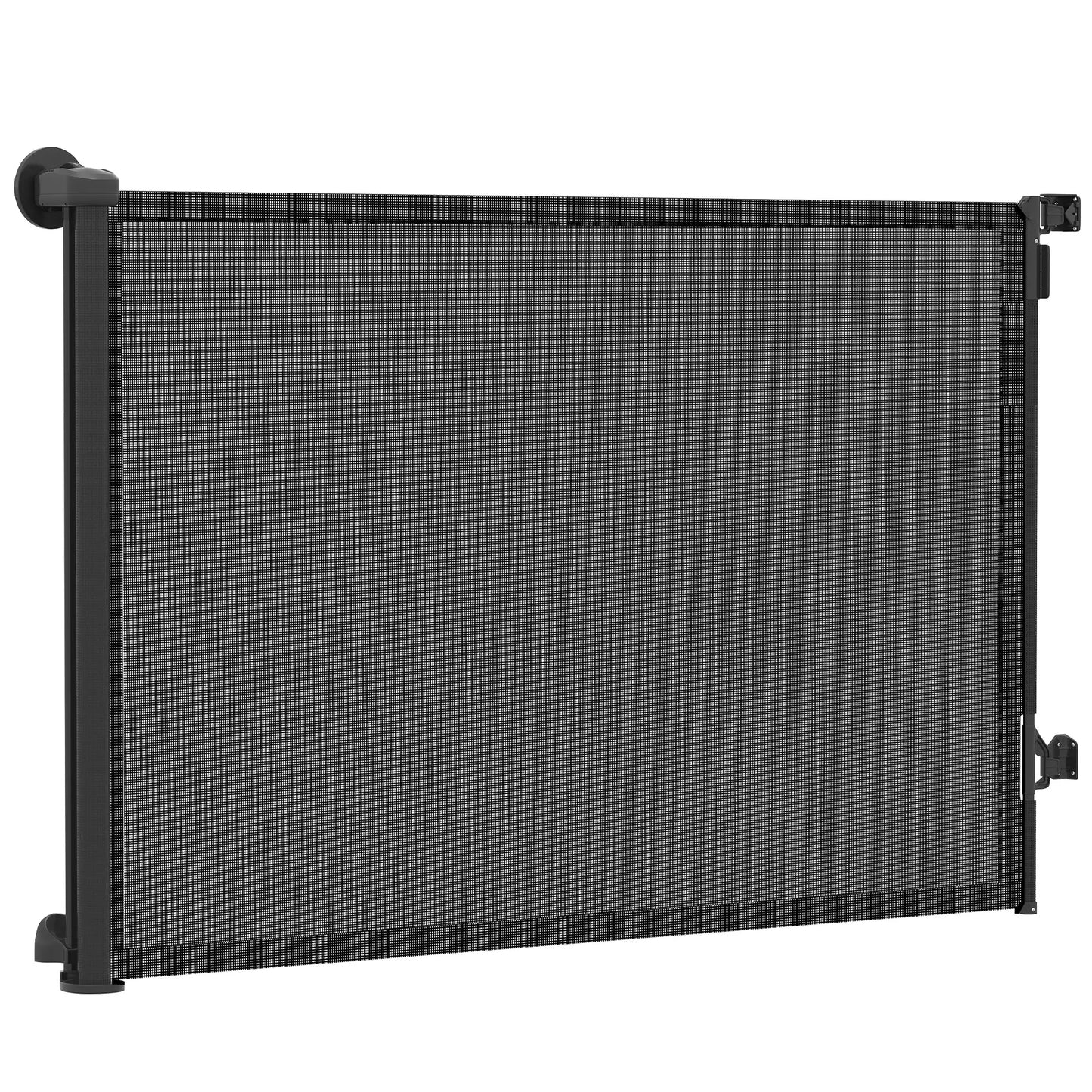 Retractable Dog Gate, 36.6" Tall, 55" Wide Mesh Pet Gate Pet Gates Black at Gallery Canada