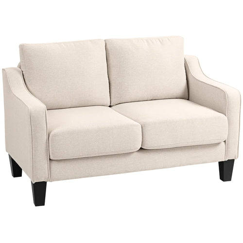 Modern Loveseat Sofa, Pocket Spring, Linen Upholstered, Beige
