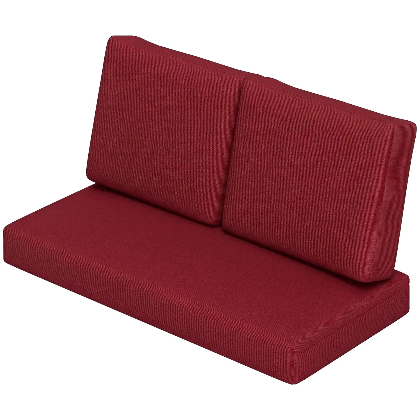 2 Seater 5" Thick Outdoor Seat Cushions, 7" Backrest, Wine Red Patio Chair Cushions Wine Red at Gallery Canada