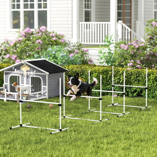 Set of 4 Dog Agility Training Jump Bars, Adjustable, White Dog Agility Training Equipment White at Gallery Canada
