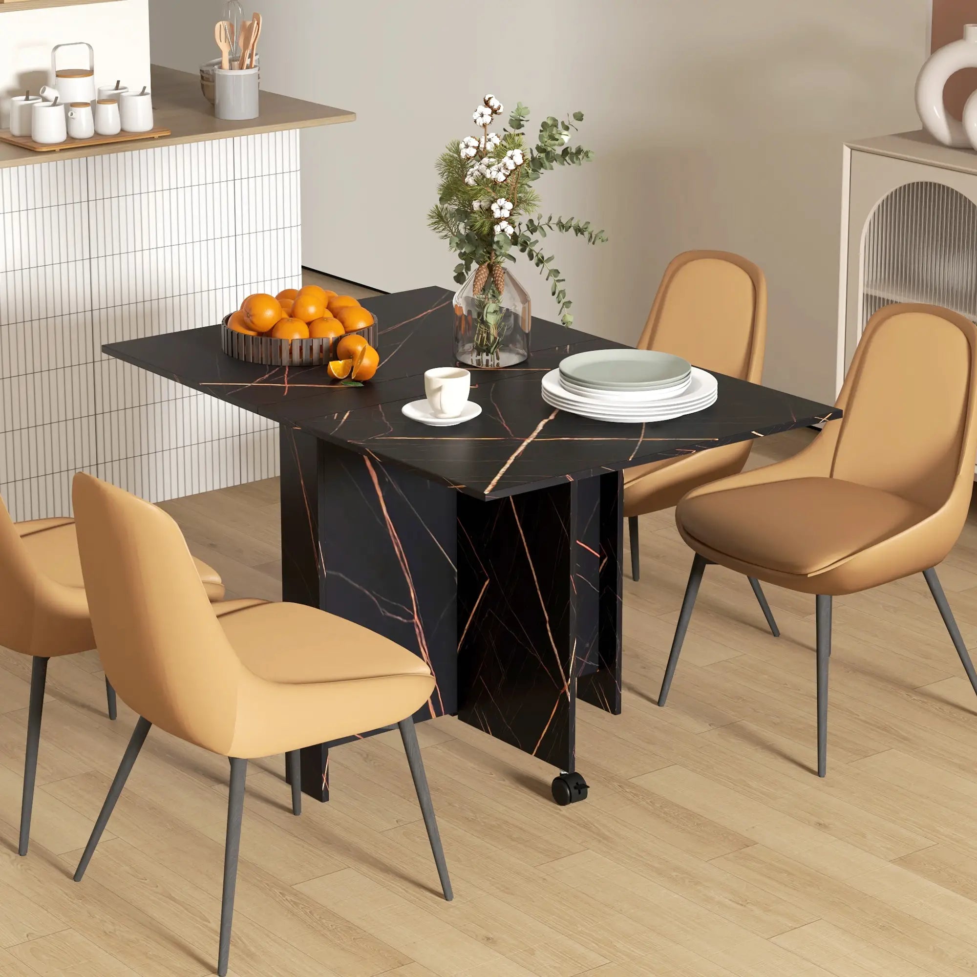 Foldable Drop Leaf Dining Table, 2 Wheels, Kitchen Desk Bar Tables & Dining Tables at Gallery Canada