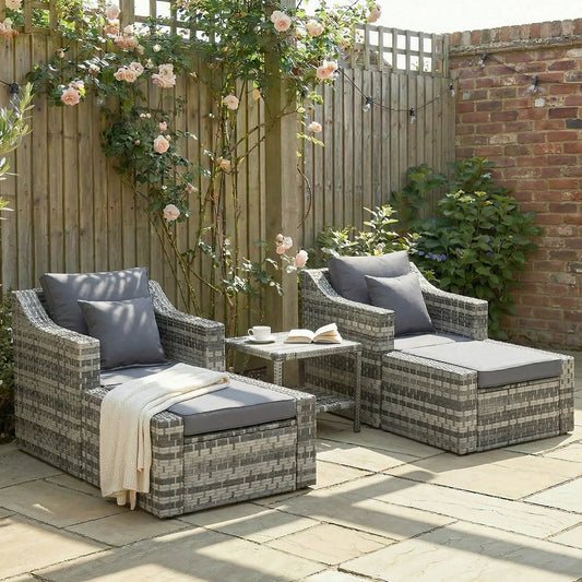 5-Piece Patio Furniture Set, Outdoor Rattan Wicker, Grey Patio Furniture Sets Grey at Gallery Canada