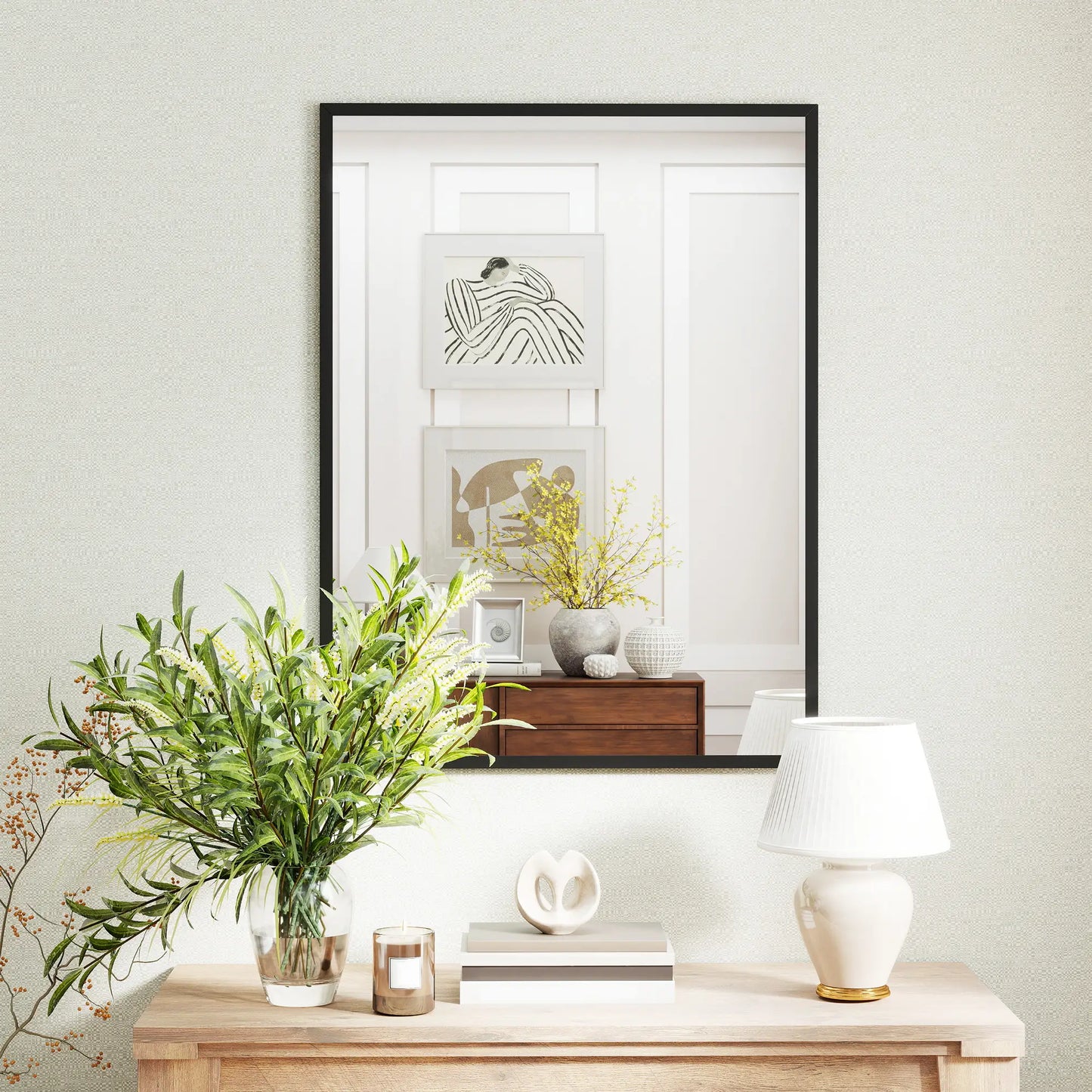 30" x 40" Black Rectangular Bathroom Mirror, Living Room Bedroom Entryway, Black Wall Mirrors at Gallery Canada