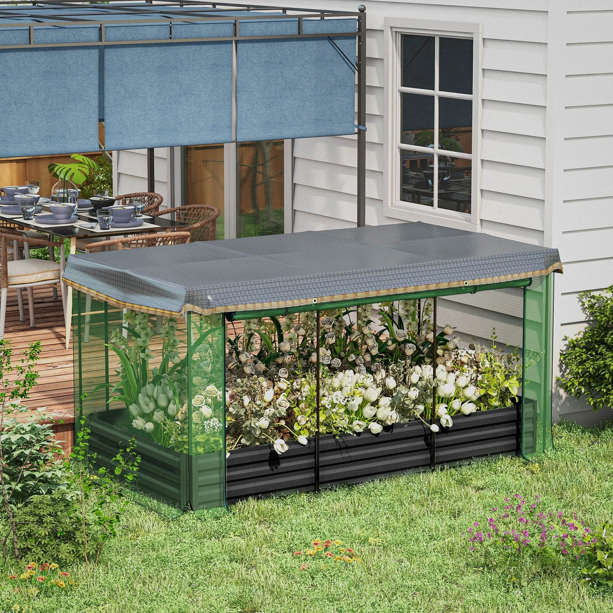Galvanized Steel Planter Box with Cage, Shade Cloth, Raised Garden Bed Raised Garden Beds at Gallery Canada