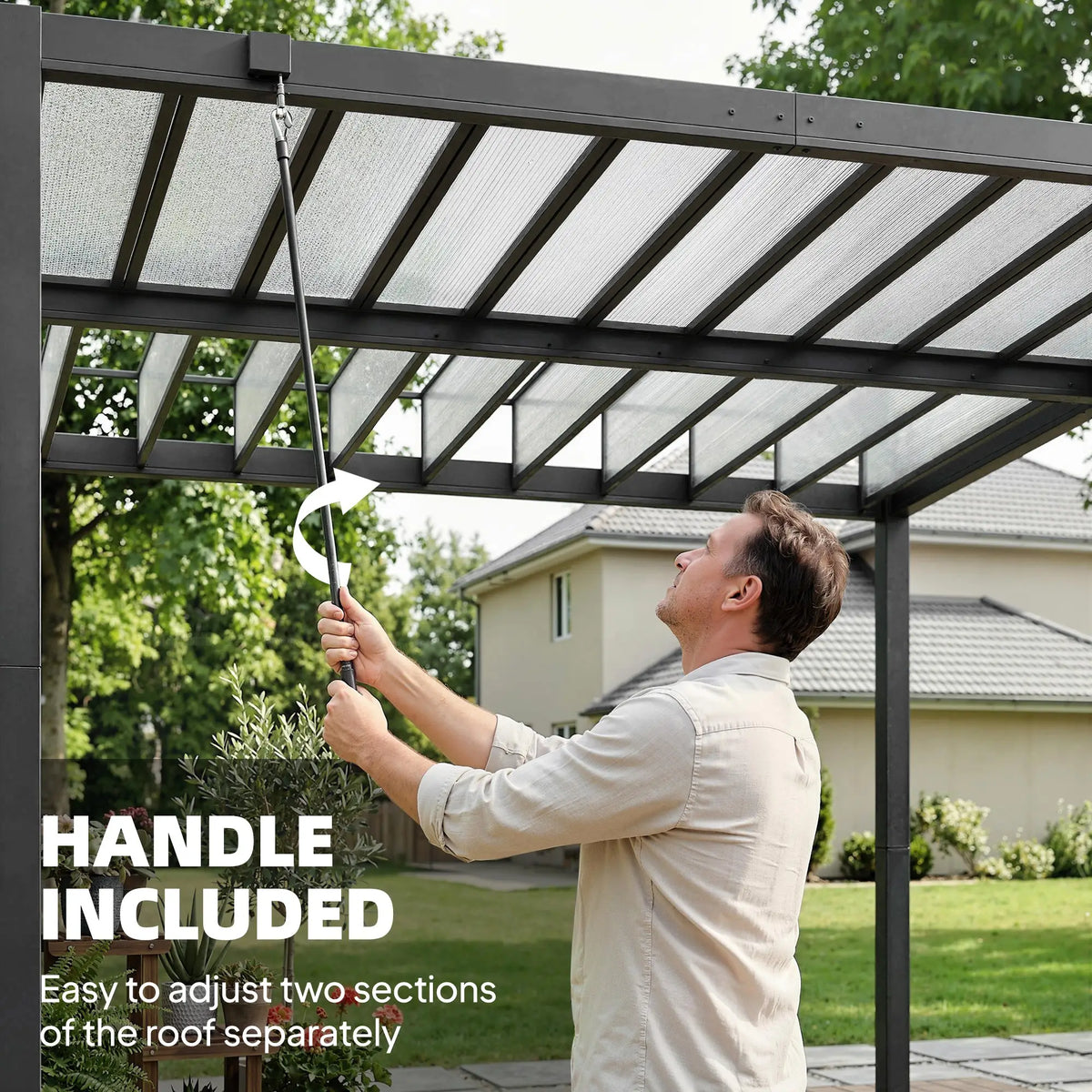 9.5 X 10 Ft Aluminum Louvered Pergola With Clear PC Roof, Clear Pergolas at Gallery Canada