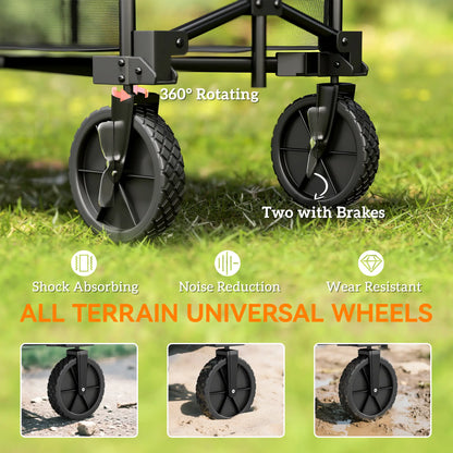 Double Decker Folding Wagon Cart, 450LBS & 350L Capacity, Collapsible Garden Cart Folding Garden Carts at Gallery Canada