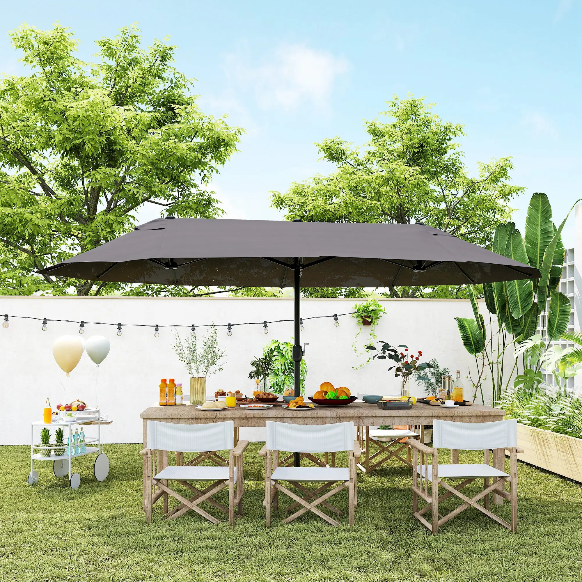 Double-Sided Patio Umbrella Sun Shade, Grey Sun Umbrellas at Gallery Canada