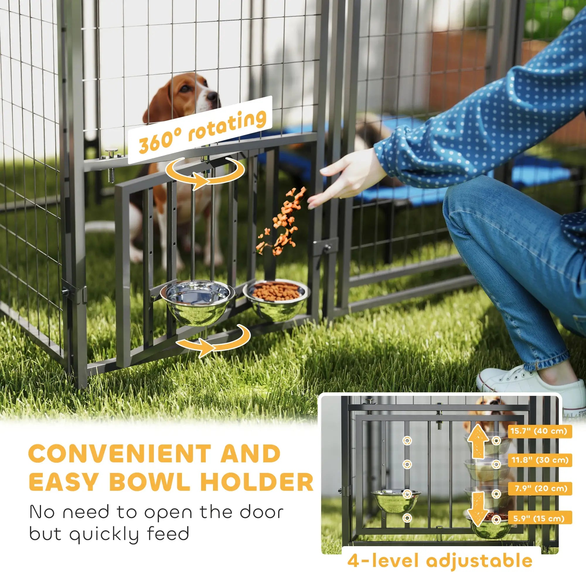 Outdoor Dog Kennel, Waterproof UV-Resistant Cover, Adjustable Feeding Bowls, 5.9 x 4 x 6 ft Houses, Kennels & Pens at Gallery Canada