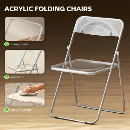4 Pack Acrylic Foldable Chairs, Transparent, Clear, Clear Dining Chairs at Gallery Canada