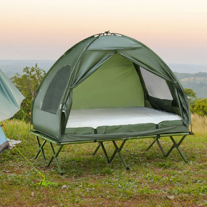Camping Combo Tent Cot Air Mattress w/ Pump, Dark Green Camping Tents at Gallery Canada