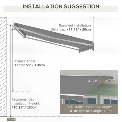 10'x8' Retractable Awning, Remote, Crank Handle, Aluminum Frame, Light Grey Deck Awnings at Gallery Canada