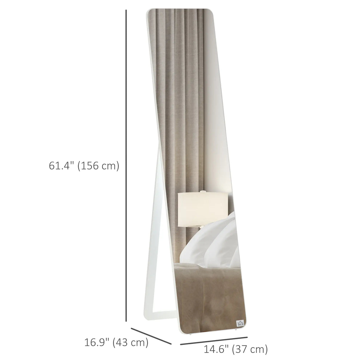 Full Length Mirror, Free Standing, Wood Frame, 15" x 61", White Full Length Mirrors at Gallery Canada