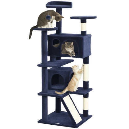 54" Cat Tree, Multi-Level Tower, Scratching Posts, Condos, Bed, Dark Blue Cat Towers at Gallery Canada