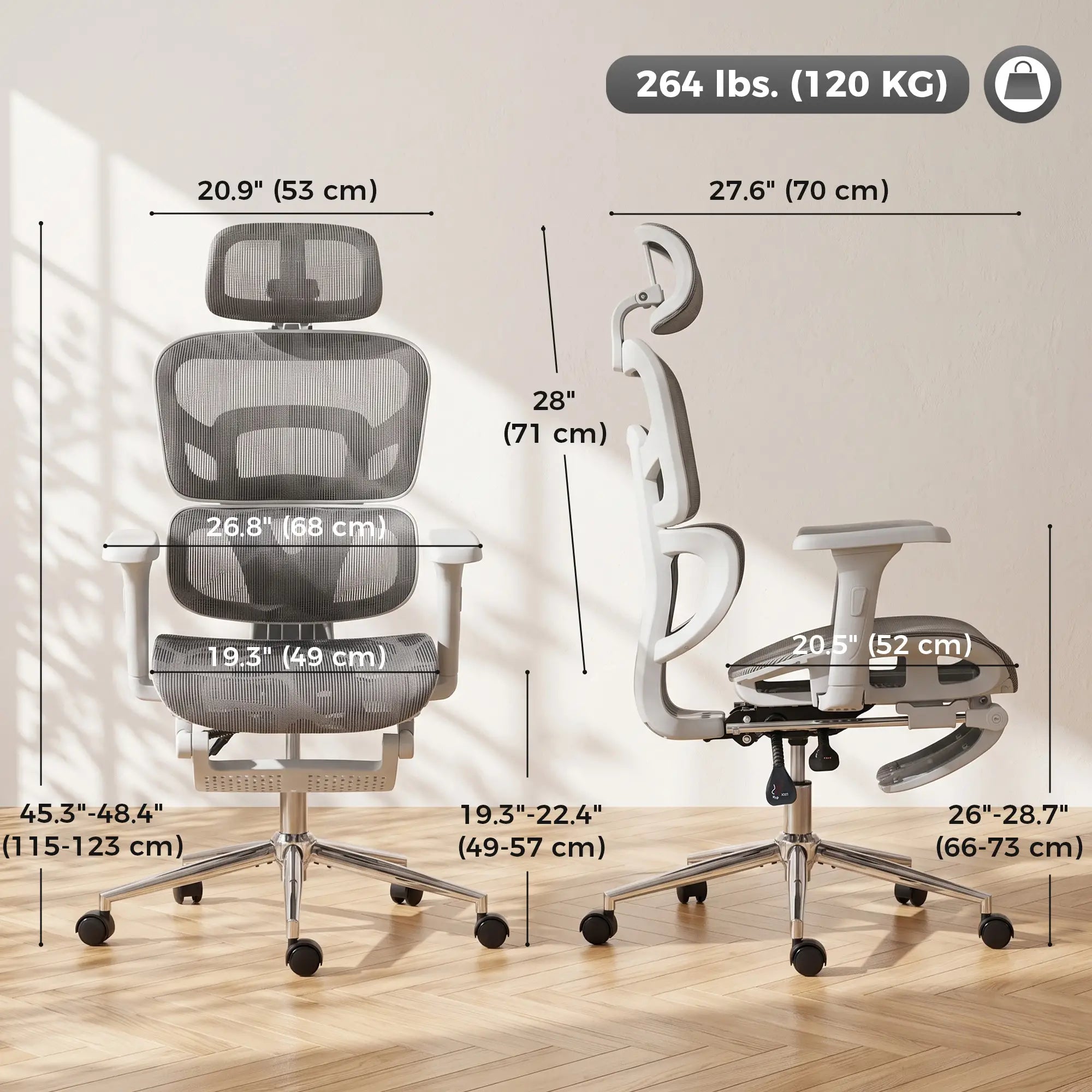 Ergonomic Office Chair, Mesh Reclining, Grey Task Chairs at Gallery Canada