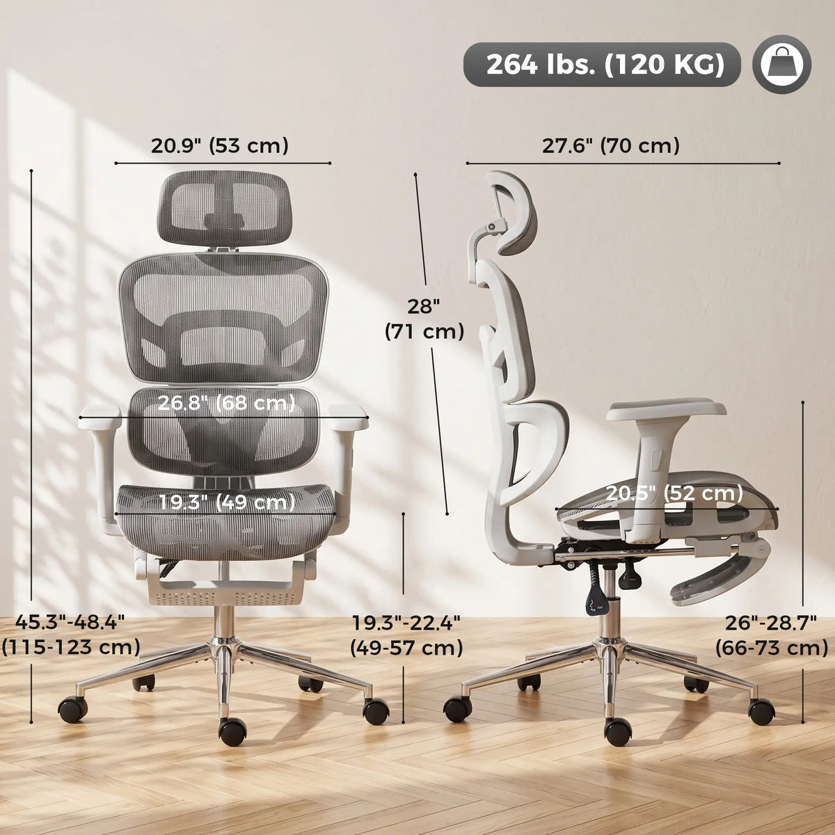 Ergonomic Office Chair, Mesh Reclining, Grey Task Chairs at Gallery Canada