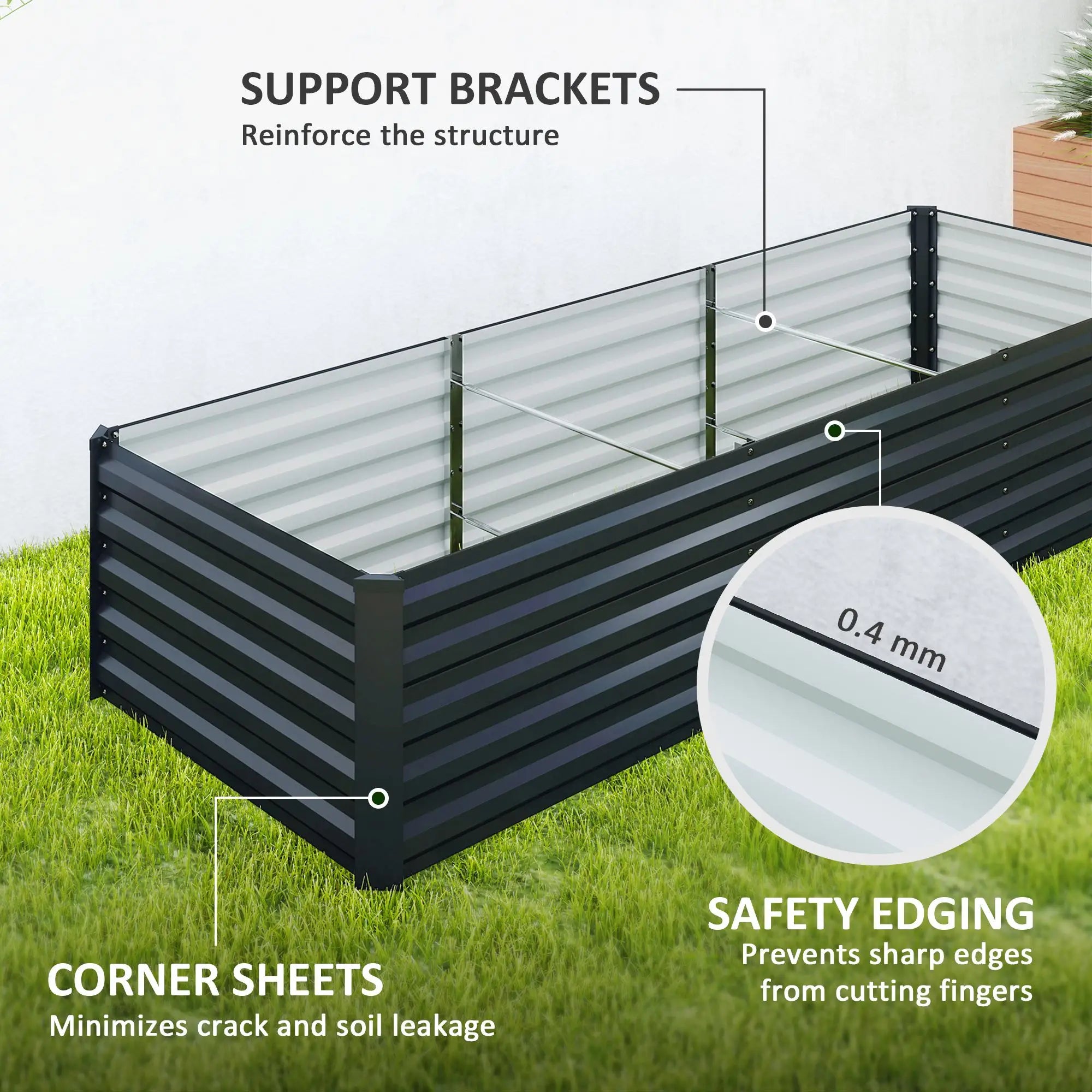 8x2.6x1.5ft Galvanized Raised Garden Bed, Outdoor Planter Box, Dark Grey Raised Garden Beds at Gallery Canada