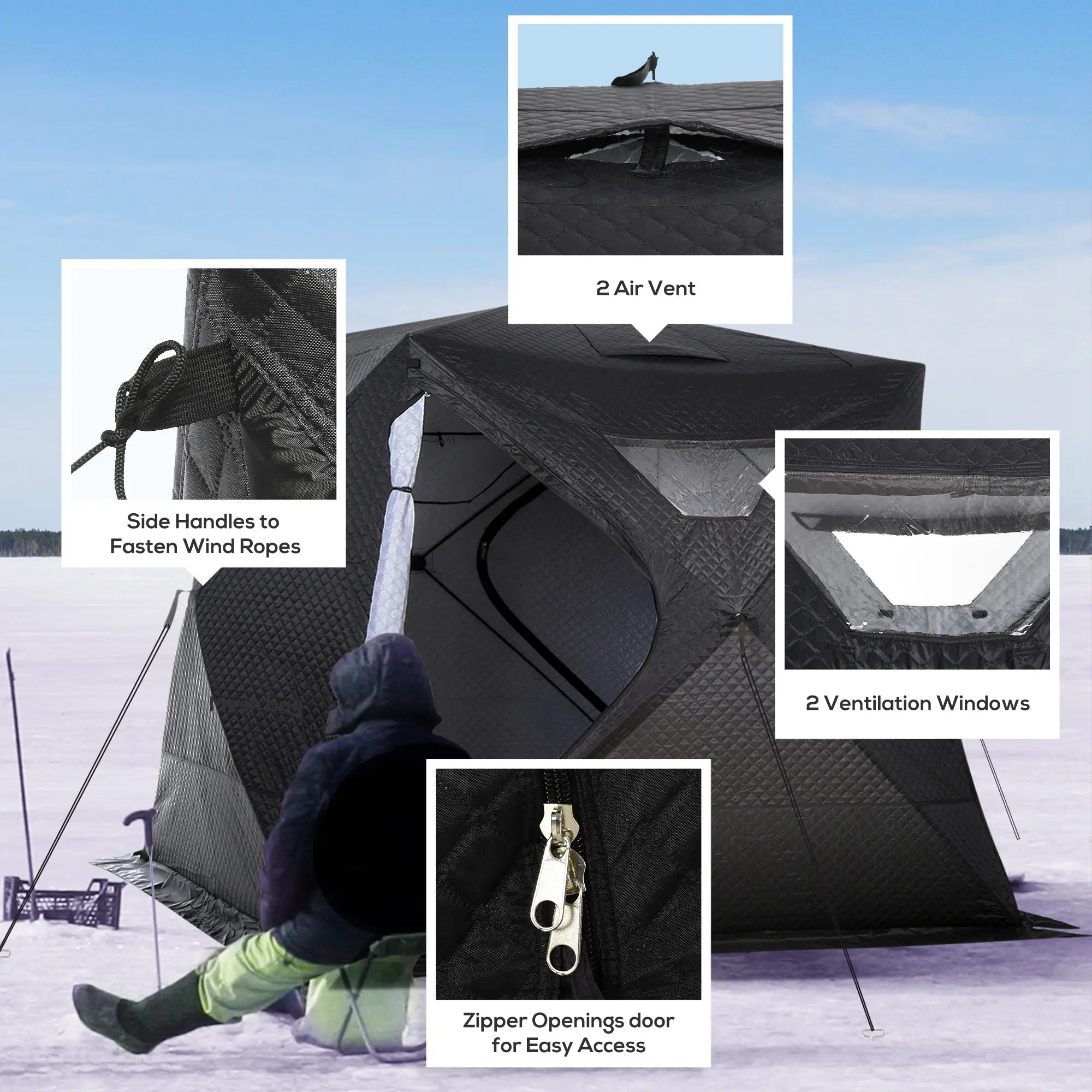 4-Person Insulated Ice Fishing Tent, Portable Shelter, Carry Bag, -22℉ Ice Fishing Tents at Gallery Canada