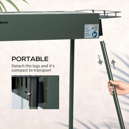 Portable Charcoal Grill With Side Baskets, Dark Green Charcoal BBQ Grils at Gallery Canada