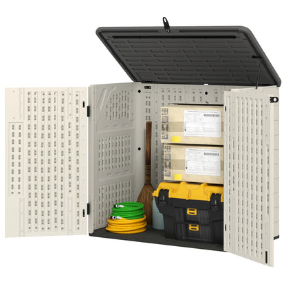 185 Gallon Outdoor Storage Cabinet, Openable Top, Lockable Doors Sheds Cream at Gallery Canada