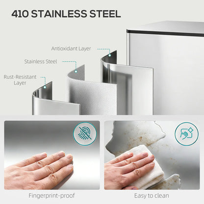 2 x 30L / 7.9 Gallon Dual Trash Can with Removable Inner Buckets and Handles for Kitchen, Office, Bathroom, Silver Household Supplies at Gallery Canada