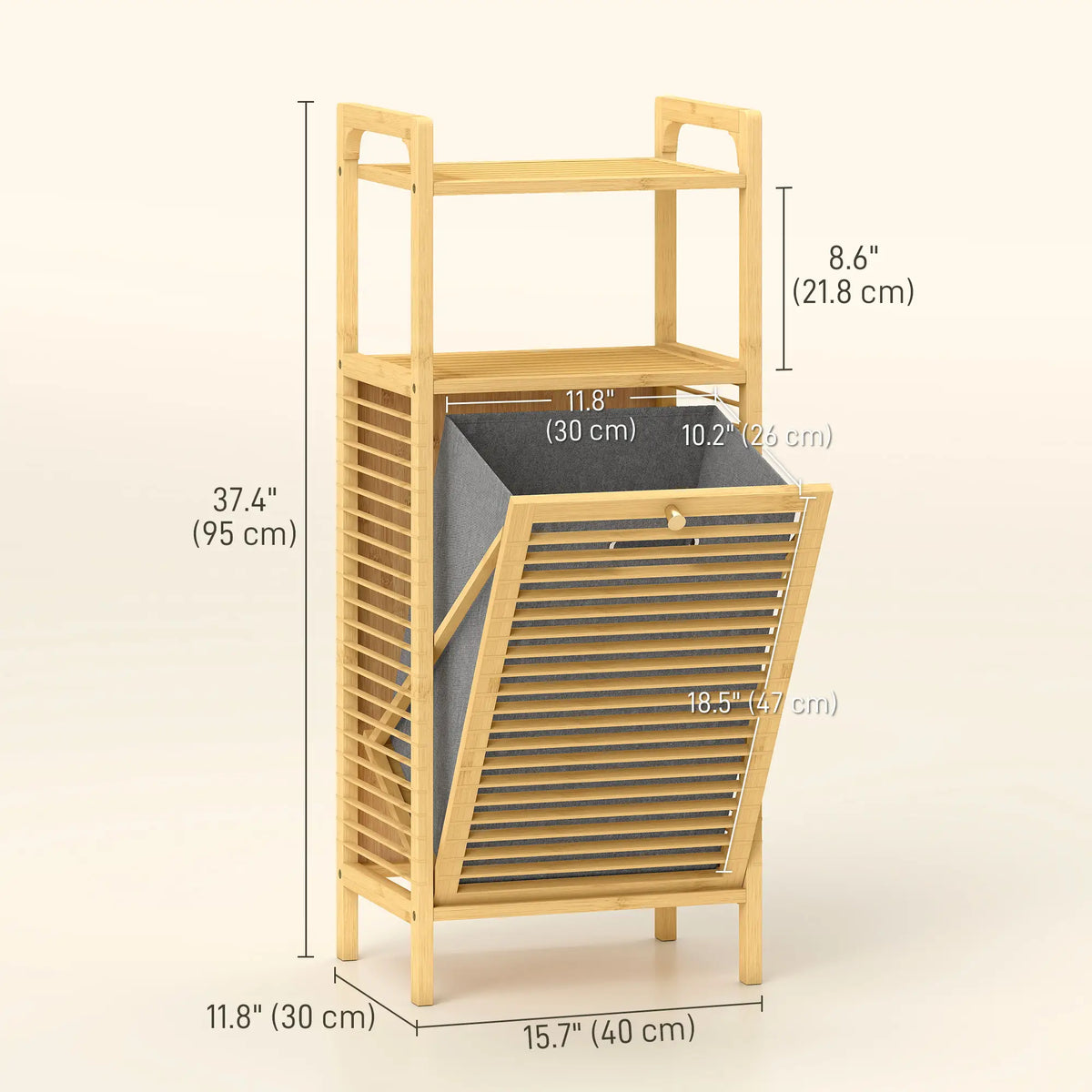 Bamboo Laundry Cabinet, Tilt Out Hamper with Basket, Natural Bathroom Cabinets at Gallery Canada