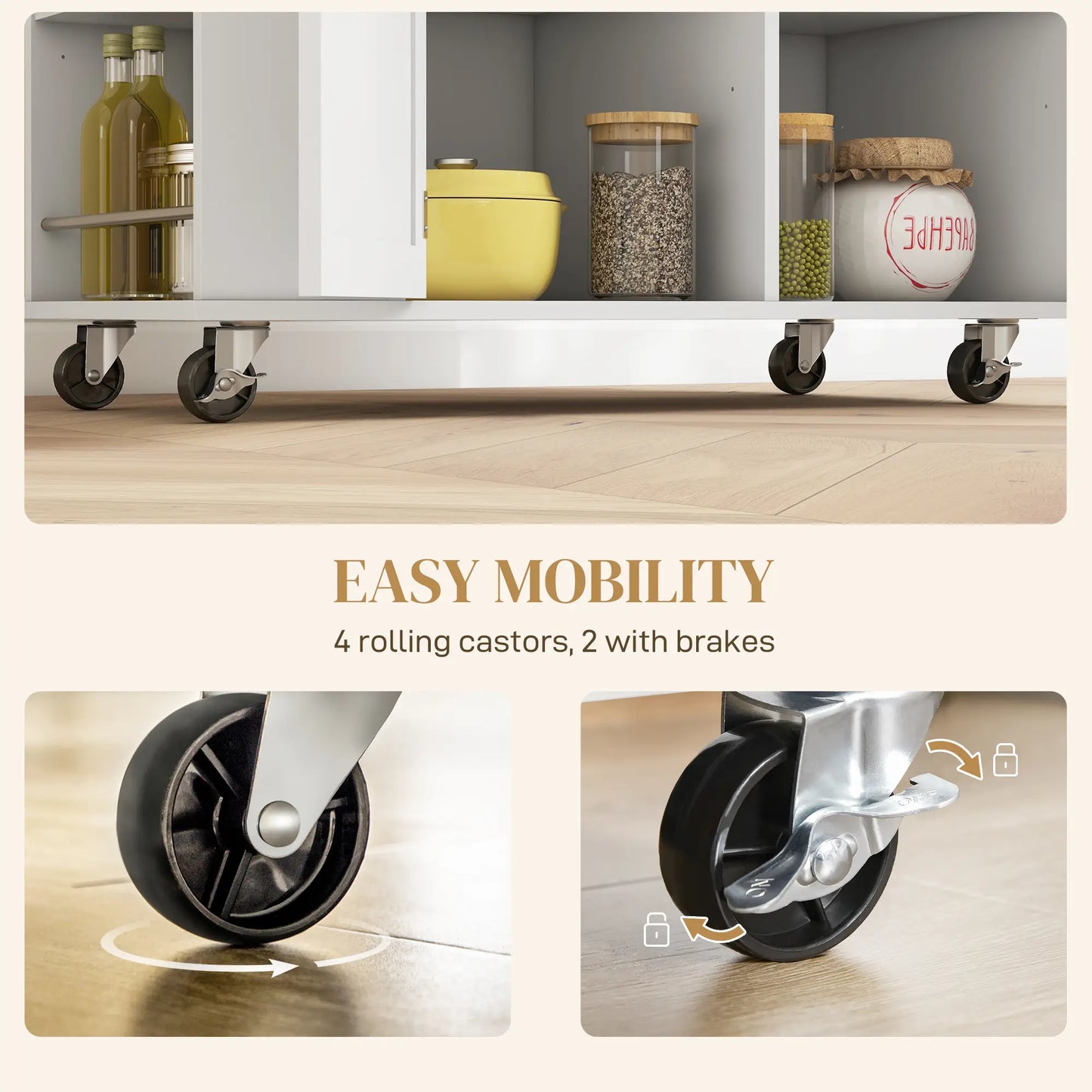 Kitchen Island with Power Outlet and Drop Leaf, Rolling Kitchen Cart with 2 Drawers and Adjustable Shelves, White Kitchen Islands & Kitchen Carts at Gallery Canada