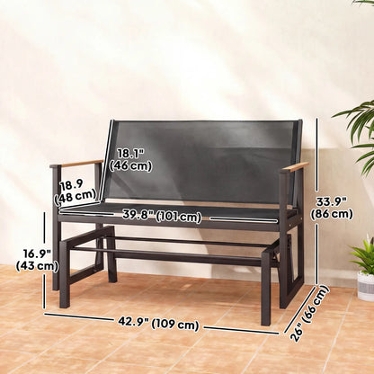 Outdoor Glider Bench For 2 Person, Thick Cushions, Dark Grey Outdoor Gliders at Gallery Canada