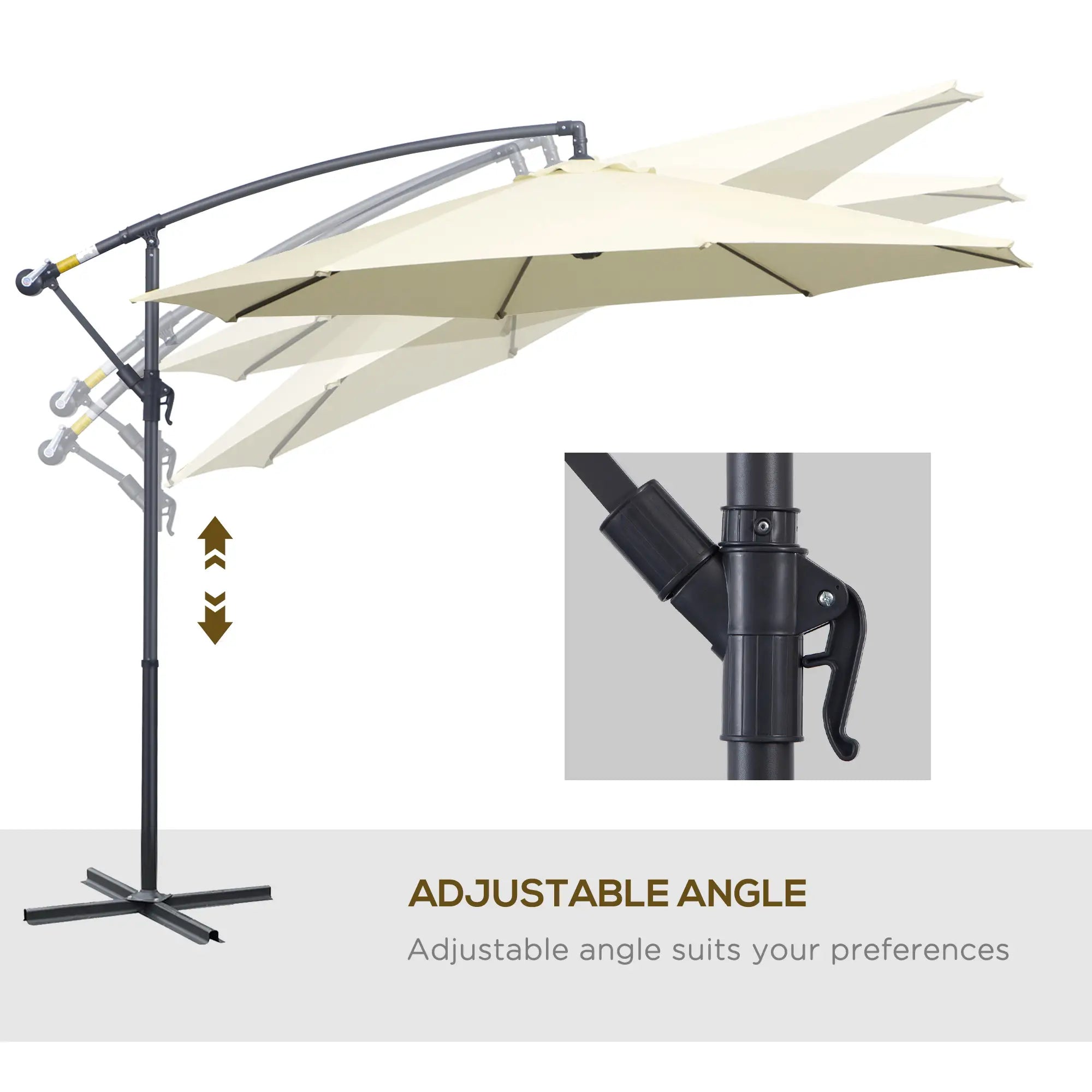 Deluxe Cantilever Umbrella, 10' Outdoor Market Parasol, Beige Cantilever Umbrellas at Gallery Canada