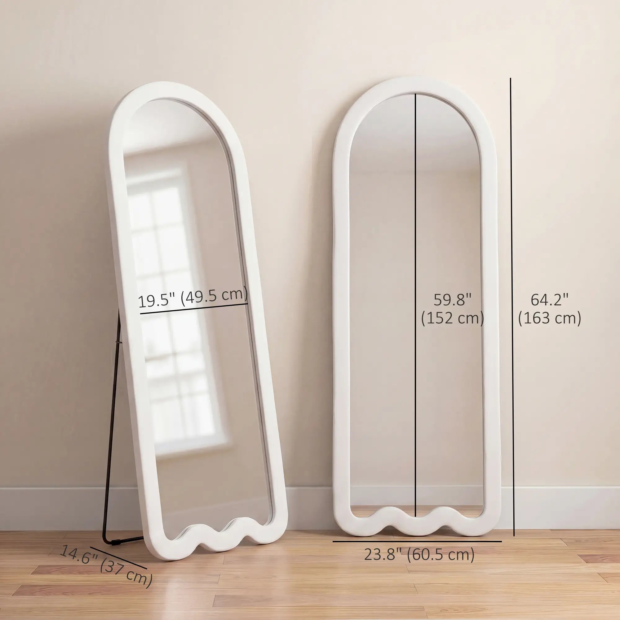 Full Length Mirror With Soft Padded Frame, White Full Length Mirrors at Gallery Canada