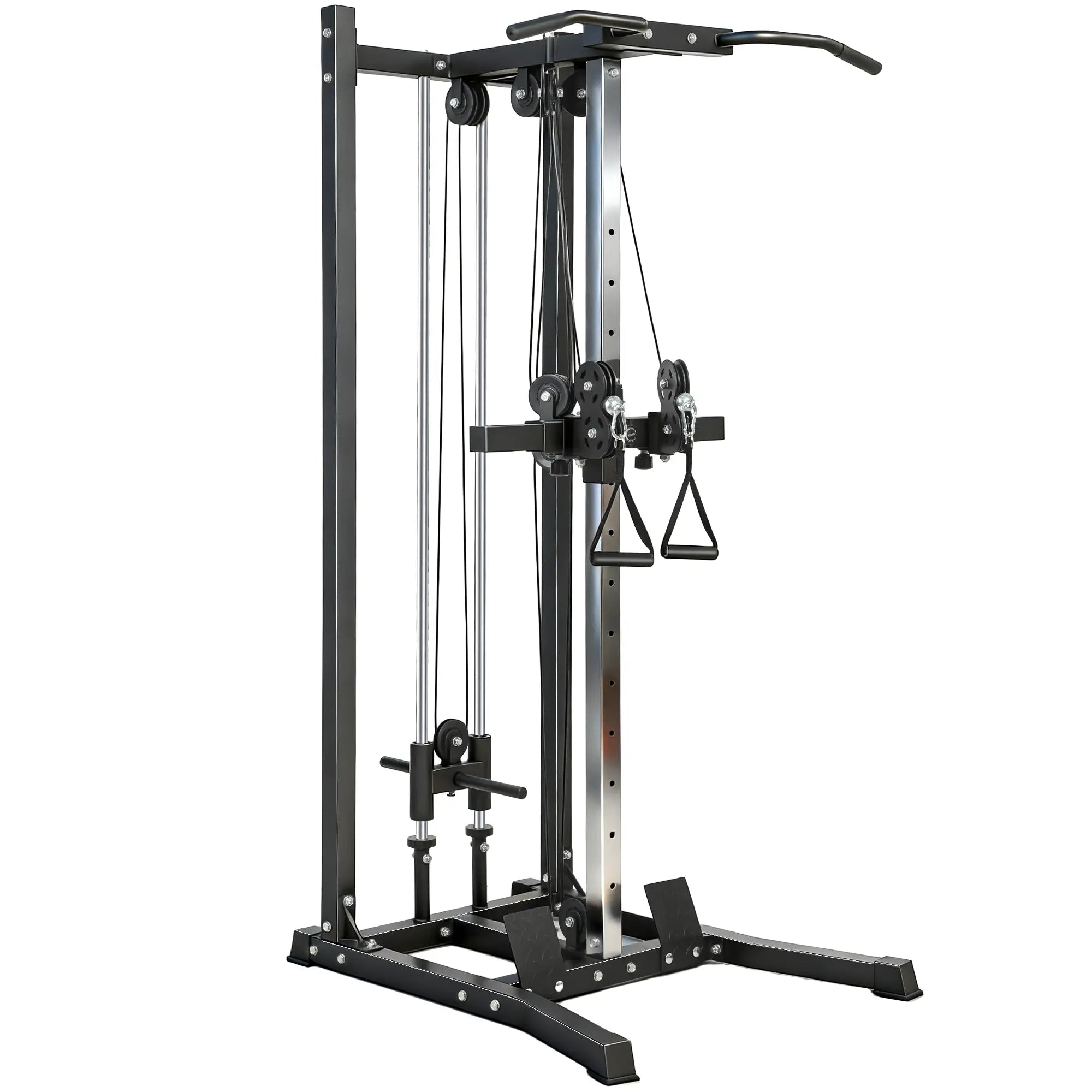 Cable Station Dual Pulley System, Pull Up Bar, 14 Adjustable Positions Power Towers Black at Gallery Canada