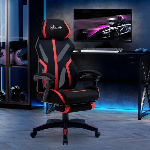 Racing Gaming Chair, Ergonomic Computer Chair with Footrest, Headrest, Black, Red