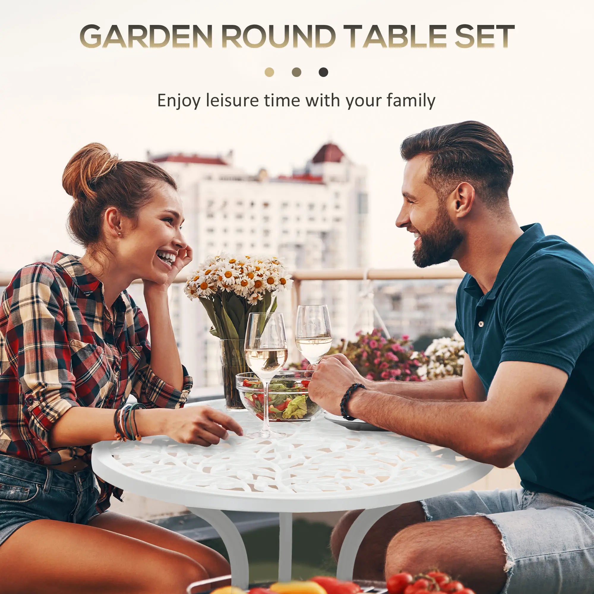3-Piece Outdoor Furniture Set, Patio Table and Chairs, White Bistro Sets at Gallery Canada